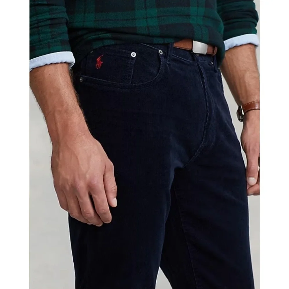 Polo Ralph Lauren Navy Blue Corduroy Stretch Classic Fit Pants 58BX32 NWOT
